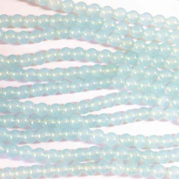 DIY semi-finished products excellent quality New light blue stone jades 4mm 6mm 8mm 10mm 12mm Round Loose diy Beads 15 inches
