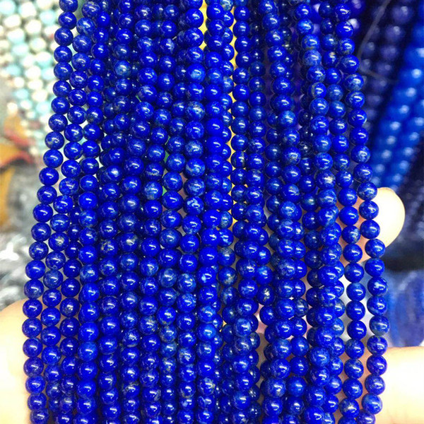 DIY semi-finished products 5 strands 4mm round natural stone blue lapis lazuli jaspers AA+ loose spacers beads 15inch