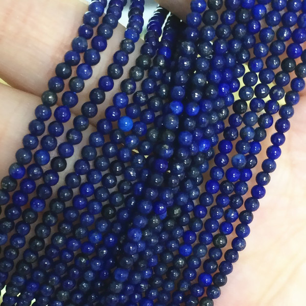 DIY semi-finished products excellent quality 5 strands 2 mm round natural stone blue lapis lazuli jaspers AA+ loose spacers beads 15inch