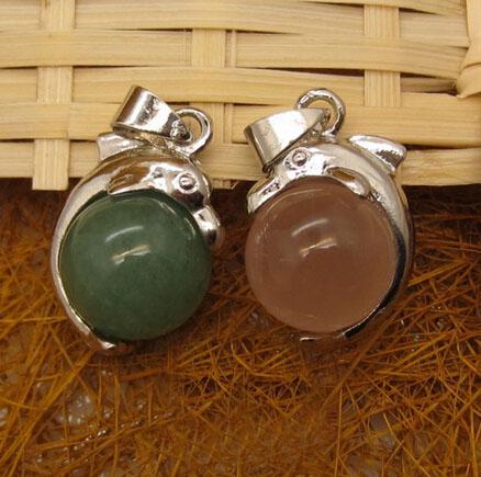 Natural rose quartz crystal aventurine lovely dolphin pendants