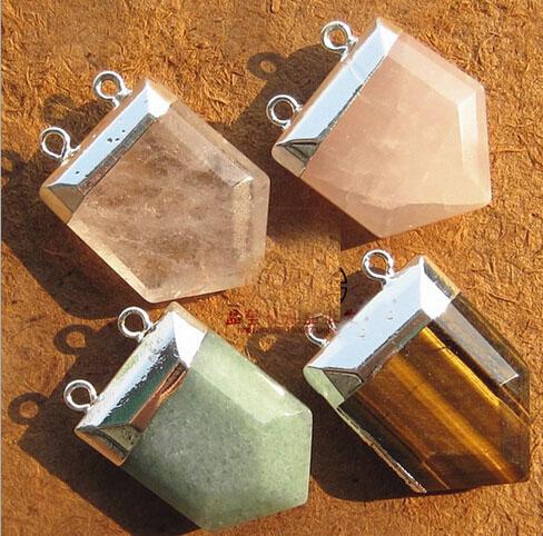 Natural crystal bracelet pendant jewelry chain connector shield white crystal pendant