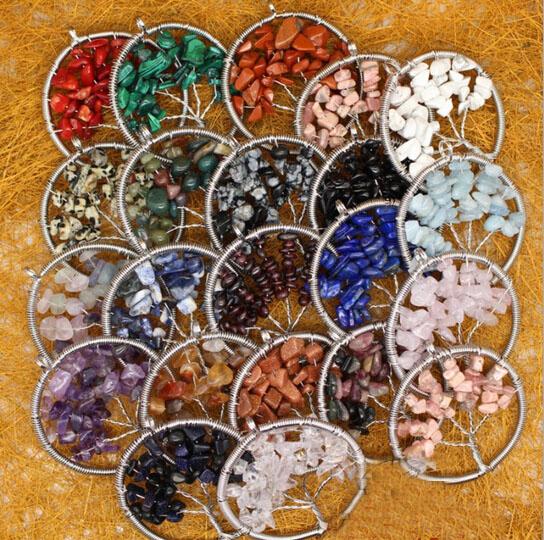 Tree of Life pendant natural crystal gravel winding round handmade jewelry pendants Lucky tree.