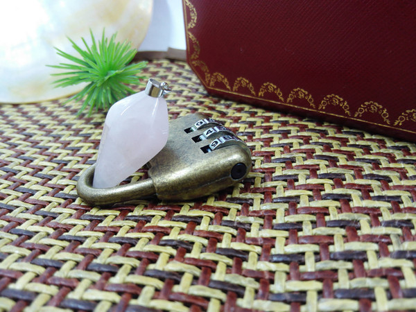 Simple vintage diamond necklace boutique hexagonal columns of natural stone amethyst stone rose quartz necklace jewelry