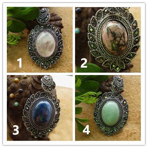 Retro inlaid natural QUARTZ Rose Quartz Pendant latest fashion style Korea
