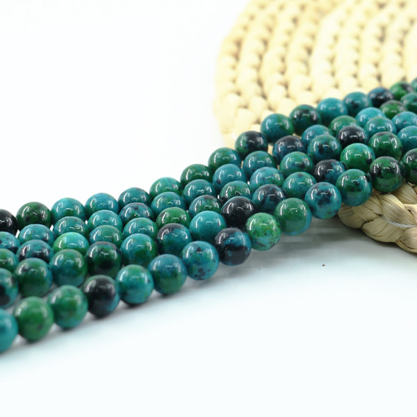 Charm Round Turriform Azurite Chrysocolla Jasper Gemstone Chrysocolla Lapis Lazuli Beads 4/6/8/10mm 15