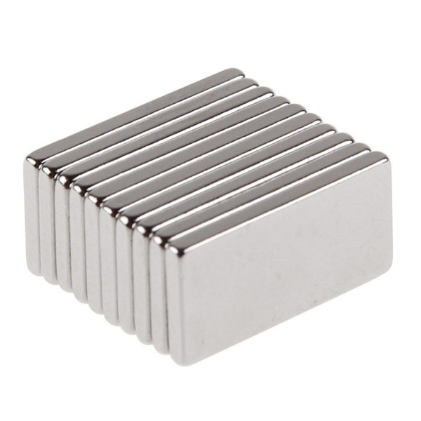 10Pcs Super Strong Block Fridge Magnets Silver Color Neodymium 20x10x2mm N35