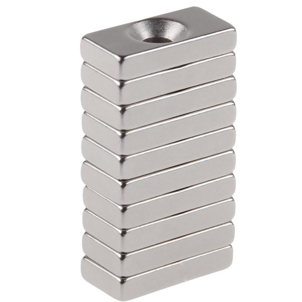 10pcs 20x10x4mm Magnetic Super Strong Block Magnets Silver Color 20x10x4mm Hole 4mm Neodymium N50