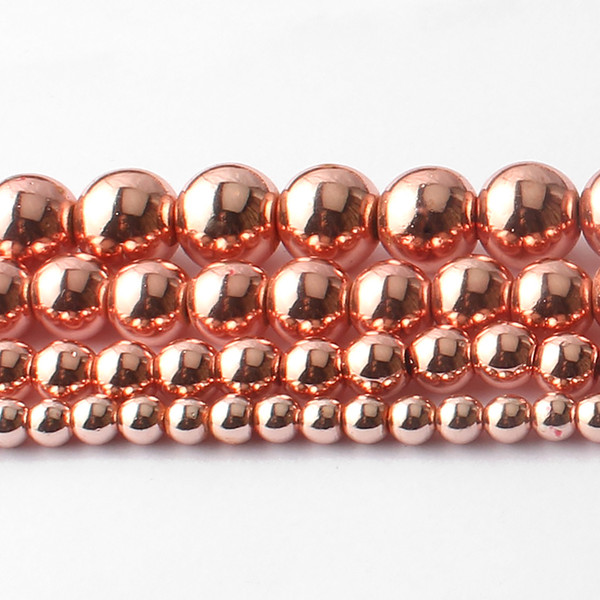 8mm Natural Stone Beads Rose Gold Hematite Round Loose Beads For Jewelry Making 15 inches 4/6/8/10mm Diy Jewelry Natural stone bracelet