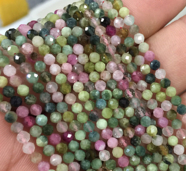 3mm Natural Tourmaline Assorted Stones Faceted Rondelle Beads ForJewelry Making