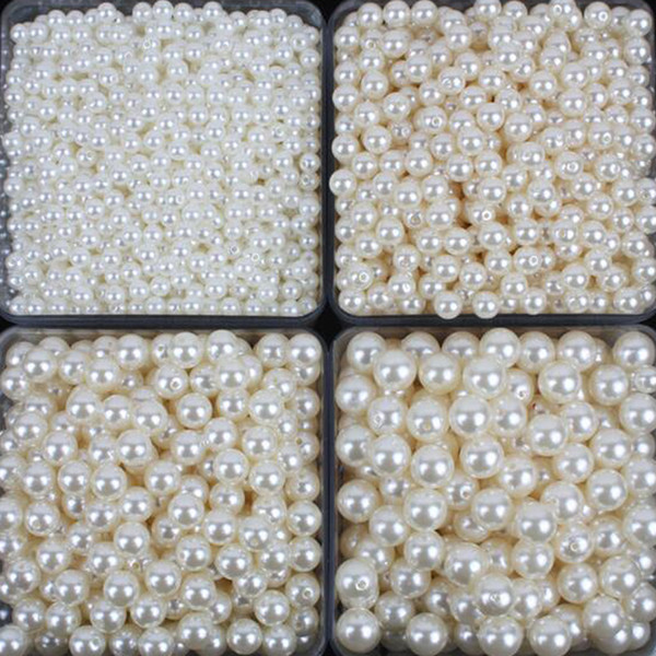 100pcs/lot New White ABS Imitation Pearls Beads Making Jewelry Diy Beads Jewelry Handmade Necklace Pearls Loose Beads Round for Crafts