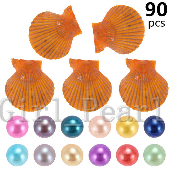 90PCS Freshwater Round Pearl 6-8mm Mix 30 Colors Single Pearl with Red scallop Oyster Individual Vacuum Package Party Fedex Free Shipping