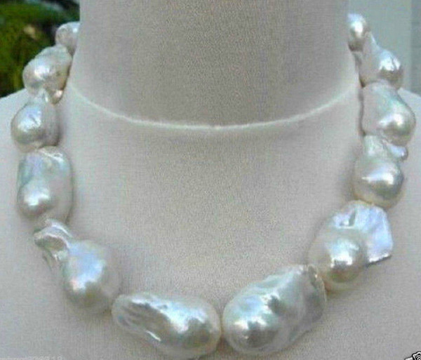 HUGE AAA SOUTH SEA WHITE BAROQUE PEARL BEADS NECKLACE 18''