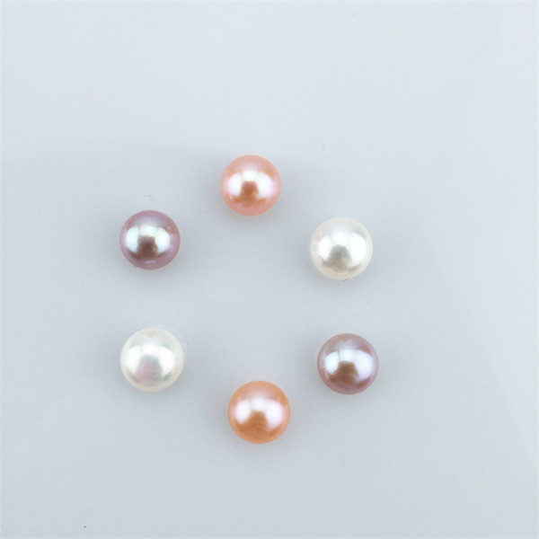 Natural Pearls Beads High Quality Pink Purple Genuine pearl oyster Round Freshwater Pearls with half hole loose beads for Jewelry making