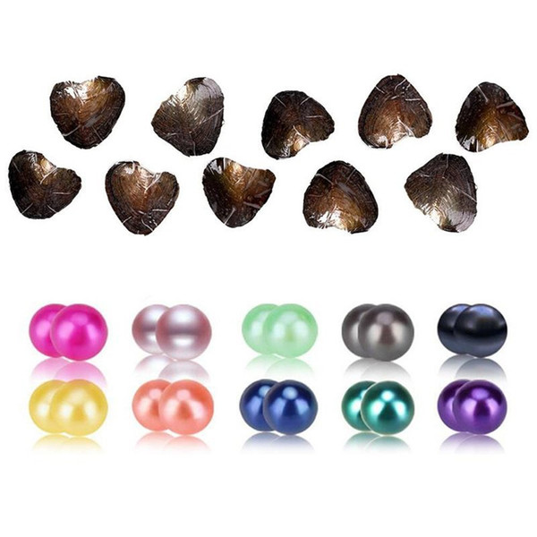 Round Oyster Pearl 6-8mm 2018 new hot 20 Mix color big Fresh water Gift DIY Natural Pearl Loose beads Decorations Vacuum Packaging Wholesale