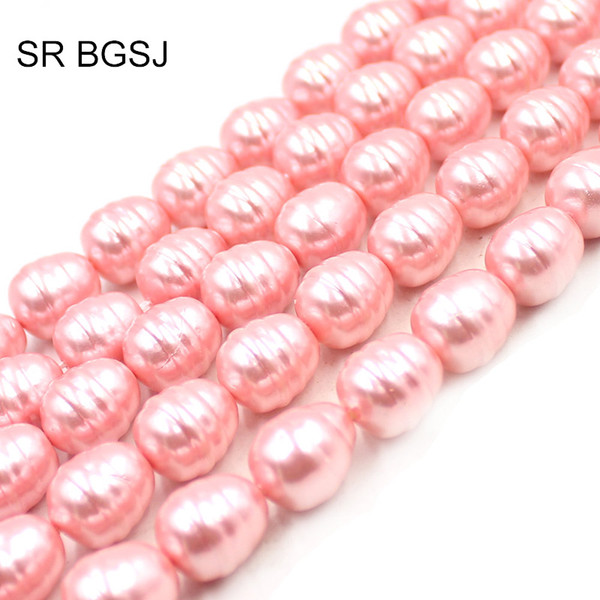 Free Shipping 12x15mm Olivary Pink South Sea Shell Pearl Wholesale Loose Beads Strand 15