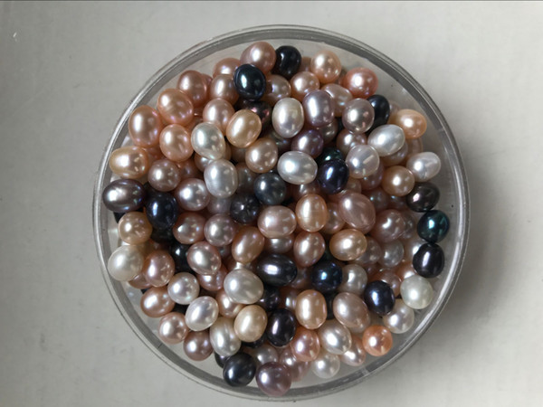 High quality 6-7MM Oval Pearls seed beads 3colors white Pink purple Loose Freshwater pearls for jewelry making supplies Cheap wholesale