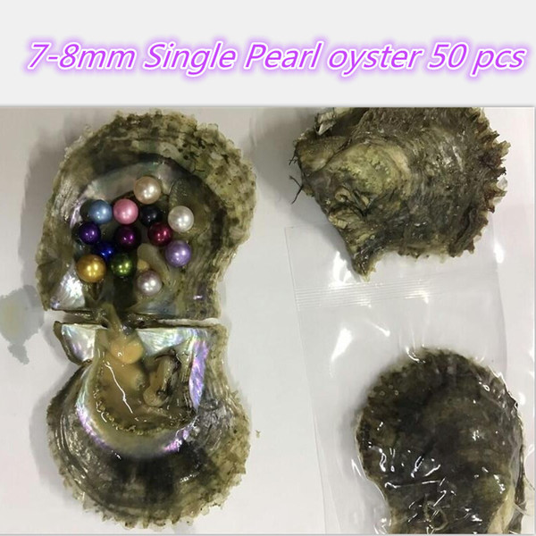 50 Pcs Akoya Shell Pearls Oyster 50 Colors Mixed Colors 7-8 mm Cultured Round Pearl Oyster Vacuum Packing Fedex DHL Free Shipping