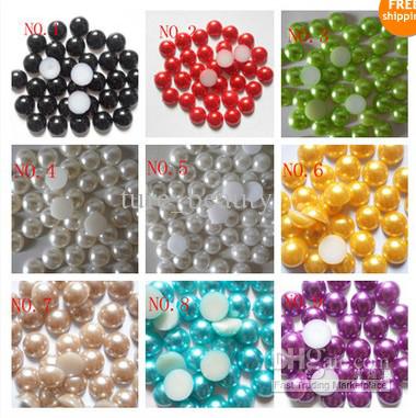 10000pcs(4mm)/lot Half Pearl Bead Flat Back 10mm Scrapbook Craft Jewelry U Pick Color adorn