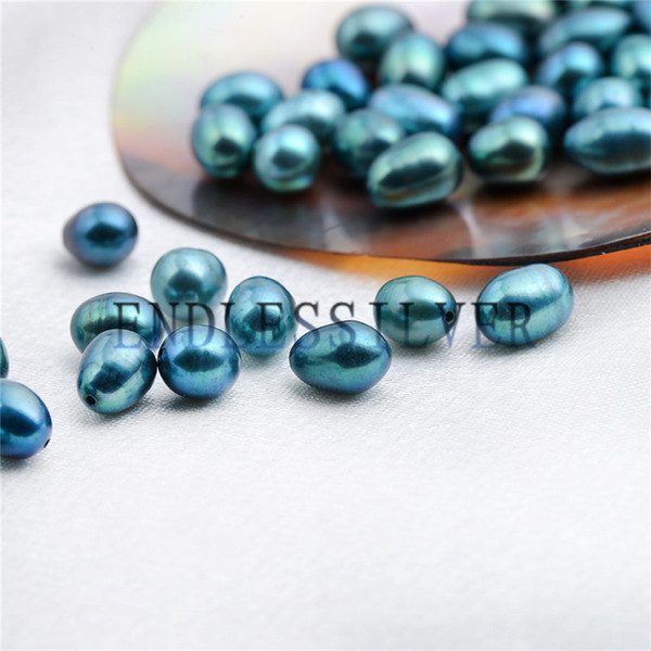 Mixed 6-9mm Blue and Green Freshwater Peacock Pearls Half-drilled Teardrop Peacock Loose Pearl for Pearl Party