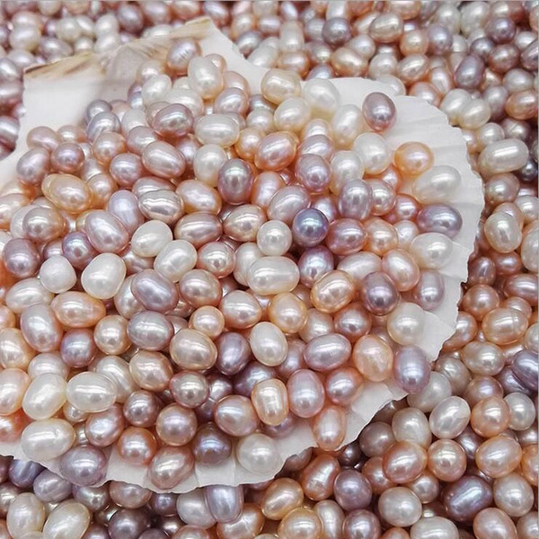 Natural Freshwater Pearls Oyster No Hole 7-8mm Bright Rice-shaped Loose Pearls Real Pearl Different Color Fashion Jewelry Wholesale 0913WH