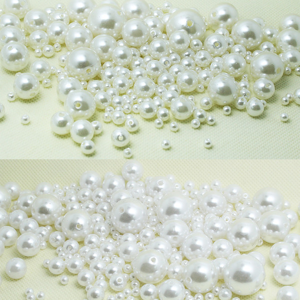 4-20mm Pearl Cabochon Round White Ivoy Pearl Imitation ABS Beads for Jewelry Making DIY Phone Case Free Ship