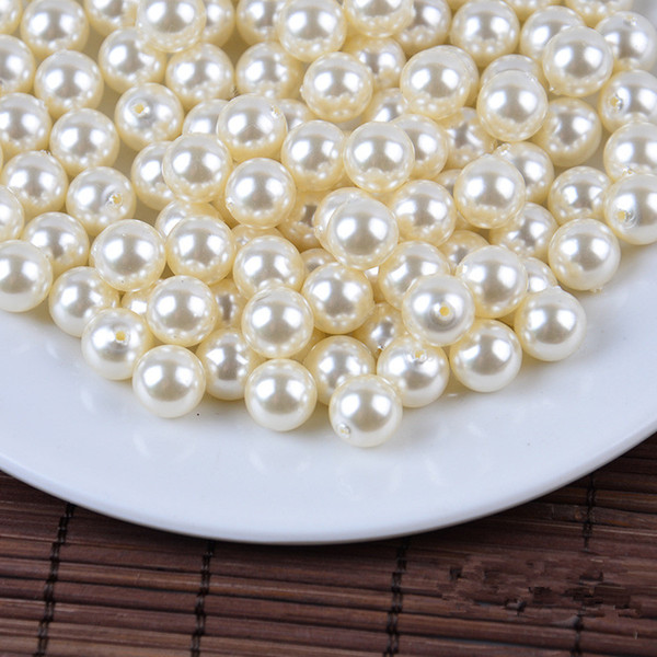 White half hole DIY handmade beaded jewelry accessories material ABS imitation pearls 4-24mm scattered beads Loose pearlD030