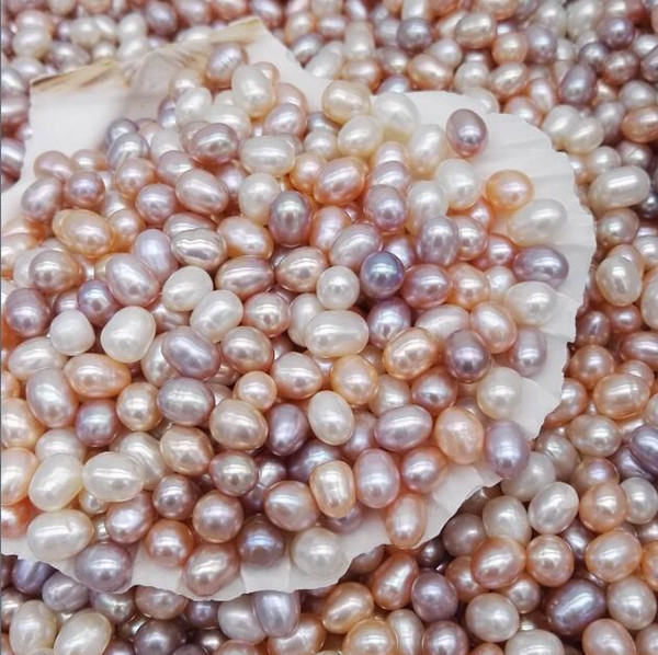 2017 High Quality 6-7MM Oval Pearls Seed Beads 3colors White Pink Purple Loose Freshwater Pearls For Jewelry Making Supplies Cheap Jewelry