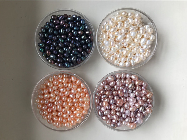 High Quality 6-7-8MM Natural Oval Pearls Seed Beads White Pink Purple Black Loose Freshwater Pearls Bead for Jewelry Making DIY Accessory