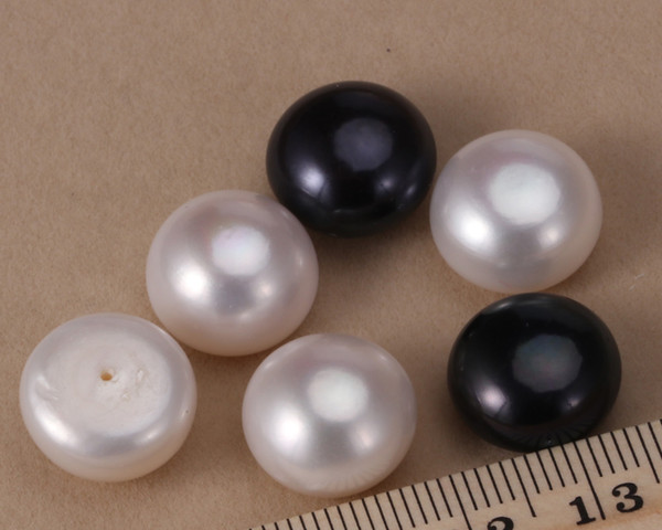 14.5-15mm Good Quanlity Gifts Pearls Beads For Making Earrings DIY Jewelry White Half Hole Shells Flat Loose Beads Wholesale