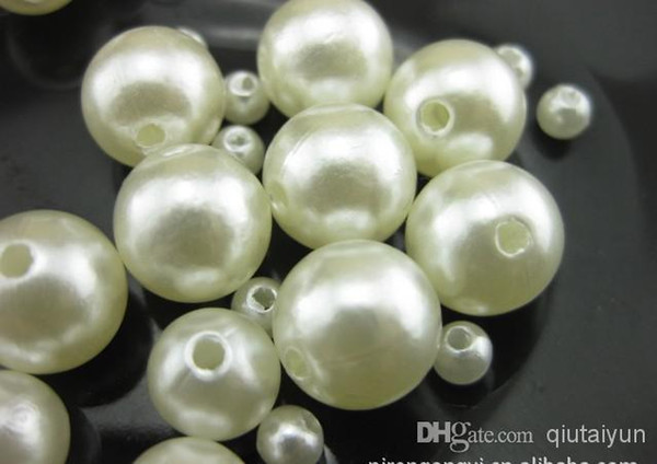 Wholesale -400x New Fashion White Glass Faux Pearls Loose Bead 4mm 10mm Fit European Bracelets DIY WY108