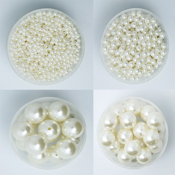 Pick Size 4.6.8.10.12mm ABS White Ivory Imitation Pearls Beads Round Loose Beads Fit DIY Bracelet Jewelry Making