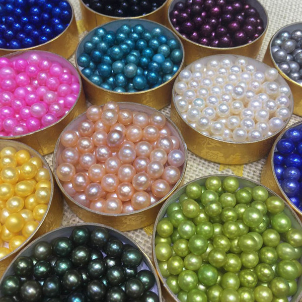 6-7 mm round natural freshwater pearls best quality loose round dyed colorful pearls for jewelry diy