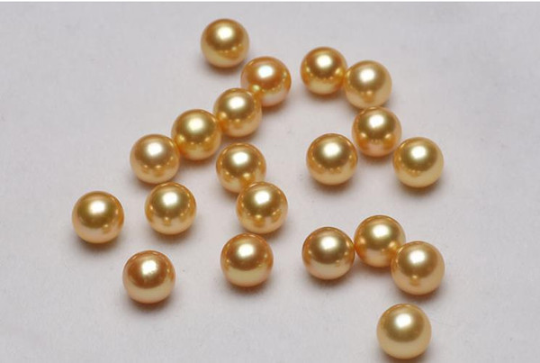 ROUND NATURAL gold shell LOOSE PEARL AAA+10MM HALF DRILLED