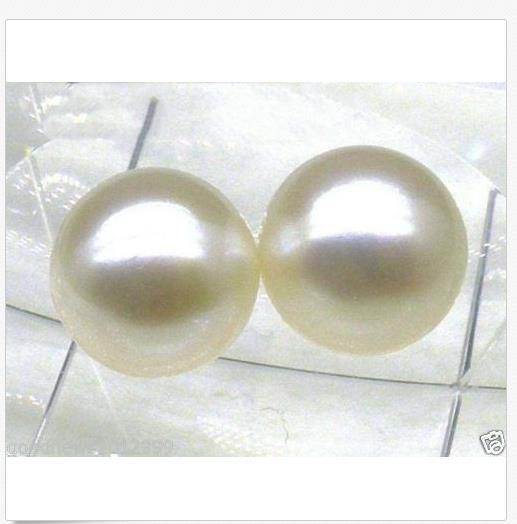 Genuine white 9mm perfect round match pair loose south sea pearl half drilled