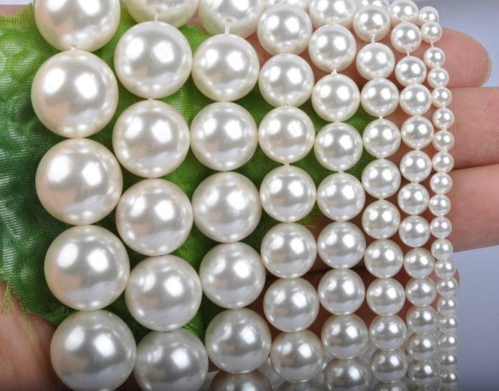 Wholesale 10 mm ~ 40 pcs The white shell pearls scattered beads