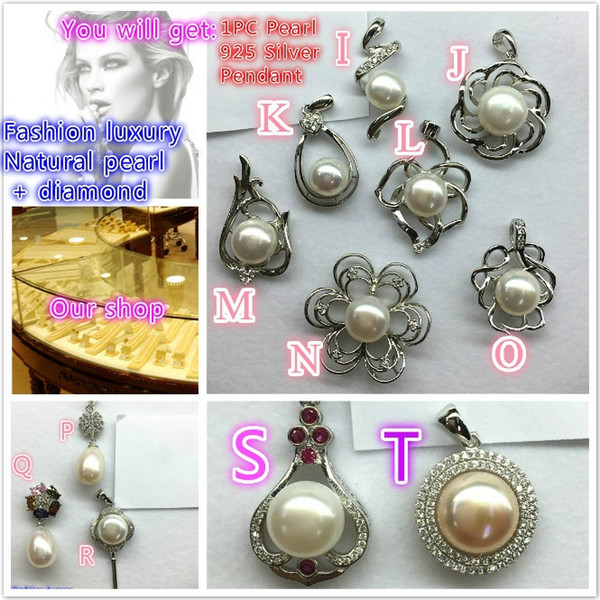 DIY Fashion Luxury Natural Freshwater Pearl + Diamond 925 Silver Pendant Korean Pendant