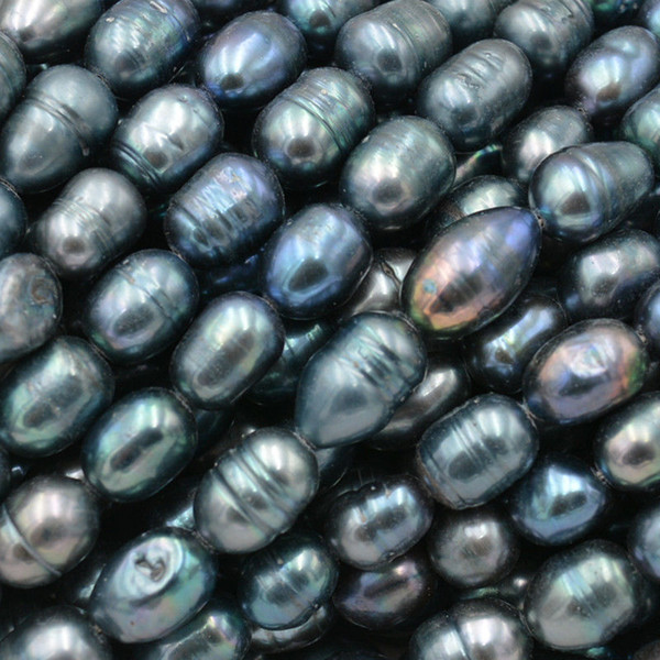 New NATURAL 8-9MM TAHITIAN RICE BLACK PEARL Loose beads 13