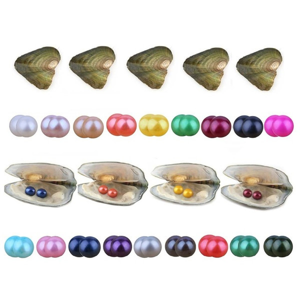 Wholesale Twins Pearl Oyster 2018 new Round 6-7mm 27Colors freshwater natural Cultured in Fresh Oyster Pearl Mussel Farm Supply Gift Surpris