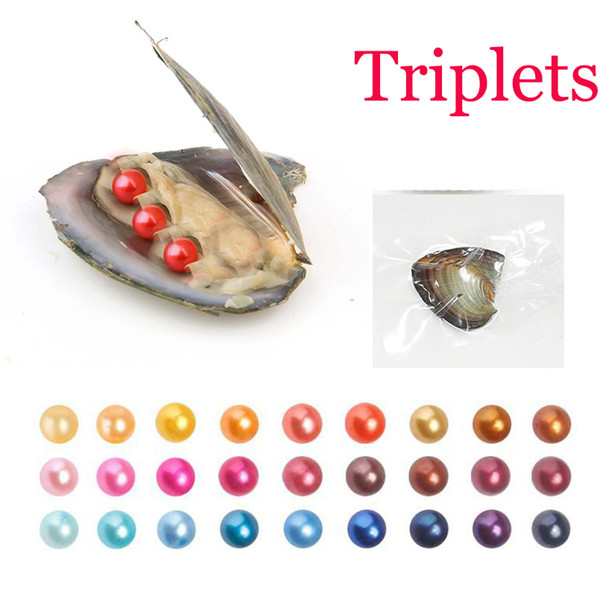 2018 Natural 27mix color Freshwater Round Triplets Pearls oyster Loose Beads Cultured Fresh Oyster Pearl Mussel Farm Supply Dropshipping