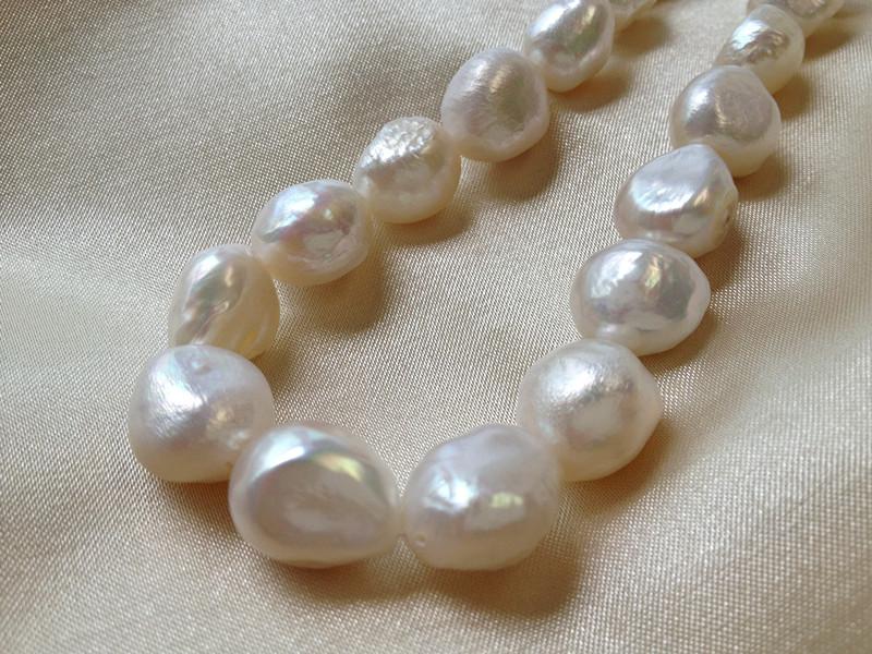 12-13mm White Cultured Freshwater Pearls Baroque Nugget Loose Beads 15 inches