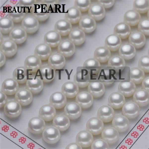 White Grade AAA Natural Freshwater Pearl Cabochons Flat Back Half Drilled Loose Pearls 6mm-10mm White Pearls Wholesale