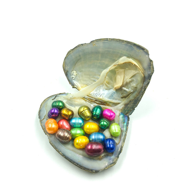 Wholesale 30PCS 8-10mm Mix Colors 17 Big Rice Oval Pearl In Freshwater Oyster Children's Jewelry Individual Vacuum Package DHL Free Shipping