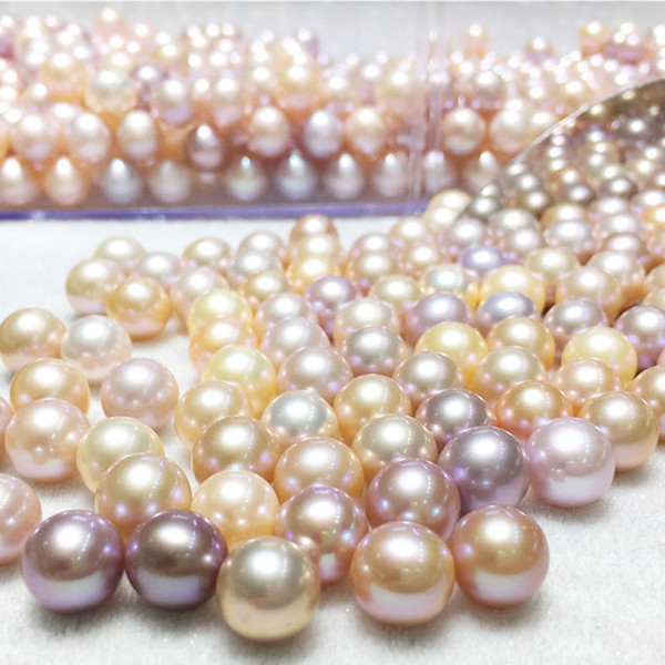 AAA Round 6-7mm 7-8mm Natural Oyster Pearls White/Pink/Purple perfect bright pearl bead for Pendant Necklace wholesale bulk lots Gifts