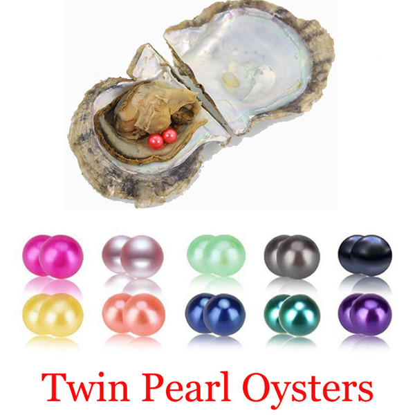 2018 DIY New Seawater Oyster with AAA Grade 6-7 mm 27Colors Multicolor Round Twins Pearl Party Fun with Friends and Kids Speical Gift