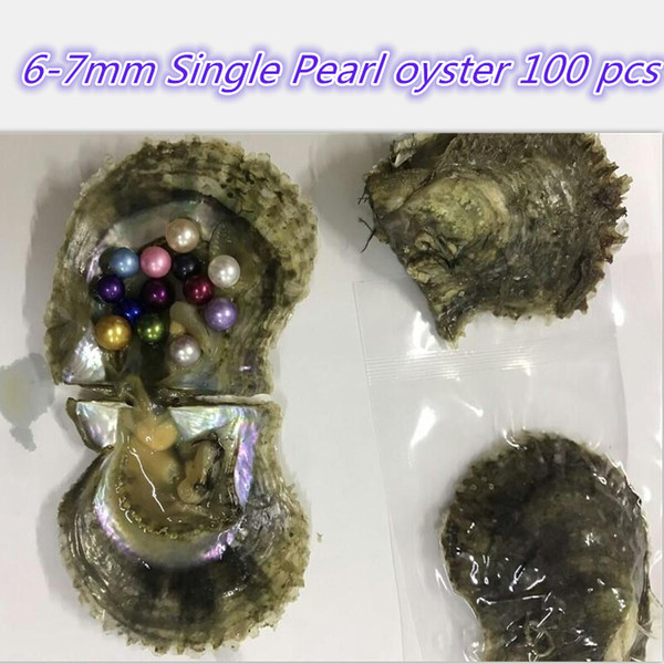 100 Pcs Akoya Shell Pearls Oyster 50 Colors Mixed Colors 6-7 mm Cultured Round Pearl Oyster Vacuum Packing Fedex DHL Free Shipping