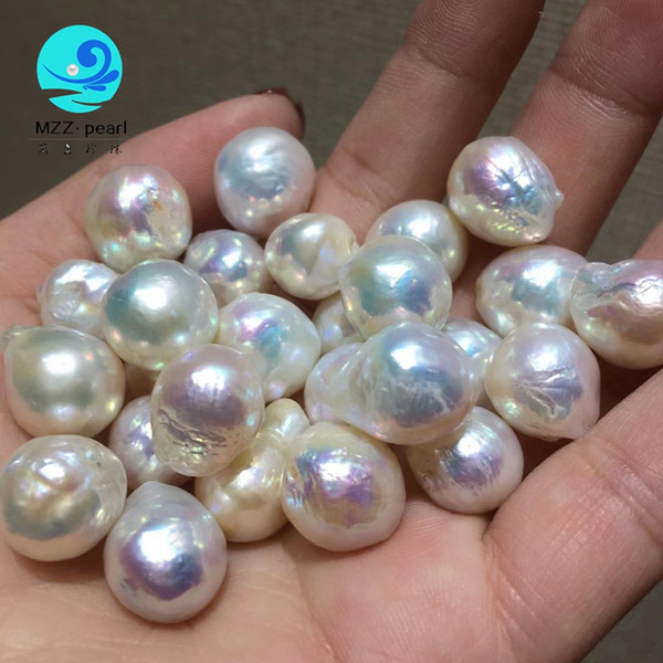 highlight full drilled large round rainbow white Natural fresh water 14x15mm loose edison pearl beads of pearl accessories wholesale