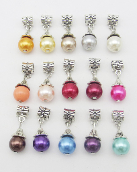 15 colors Mix Style Big Hole Loose space Beads pearl charms pendants For Pandora DIY Jewelry Bracelet women jewelry wholesales freeshipping