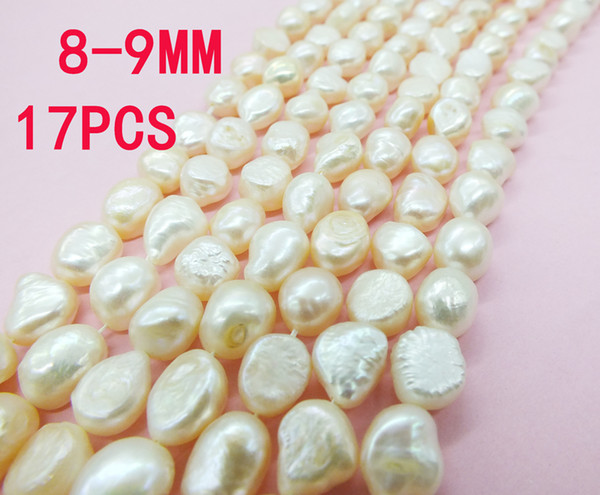 17Pcs Natural White AA Grade Real Baroque Cultured Freshwater Pearl Beads Women DIY Loose Beads Jewelry 8-9mm 15