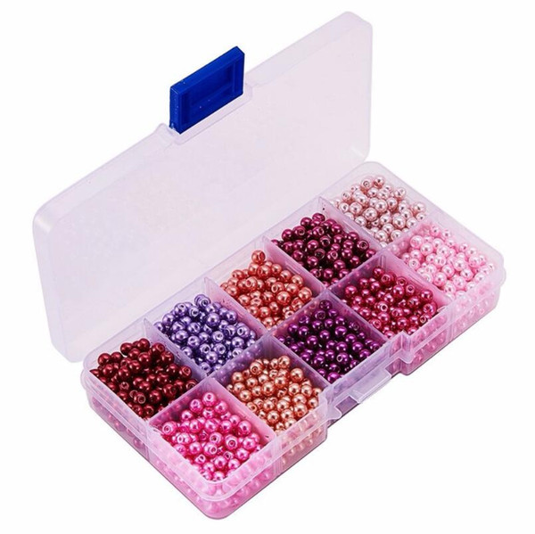 6mm 600pcs/box Loose Beads Simulated Pearl Color Glass Beads Colorful Natural beads Box Combination Bracelet Jewelry Accessories