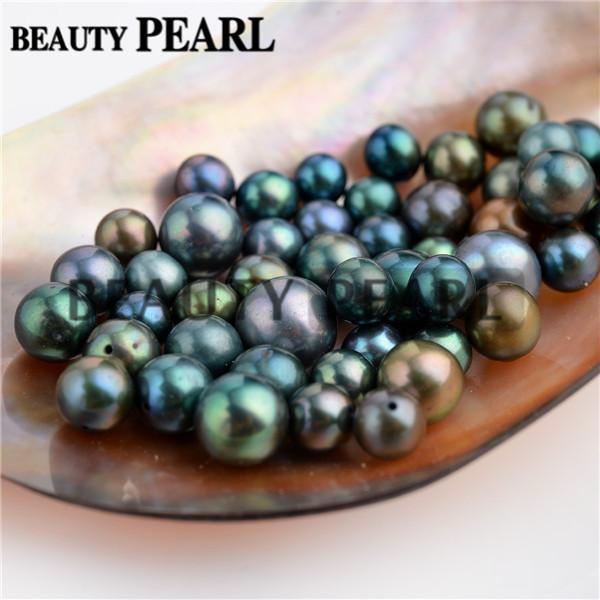 Wholesale 30 Pieces Round Freshwater Pearls Half-drilled Peacock Loose Pearl Different Size for Pendant Earrings Jewellery Making